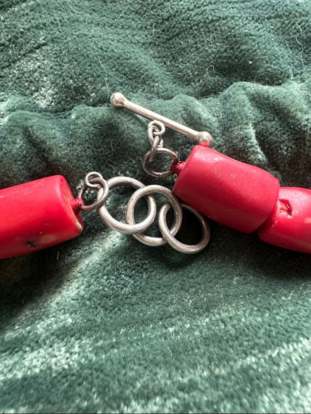 925 Red Coral Genuine Necklace